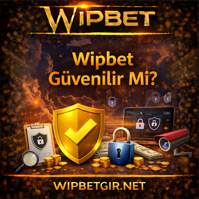Wipbet güvenilir mi başlıklı banner, kalkan, kilit ve güvenlik simgeleriyle desteklenen bahis sitesi görseli.